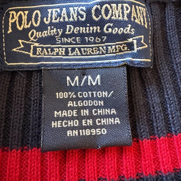 Ralph Polo Jeans Co. Men's Striped Navy Red Sweater Preppy Heritage 100% cotton - Picture 4 of 4